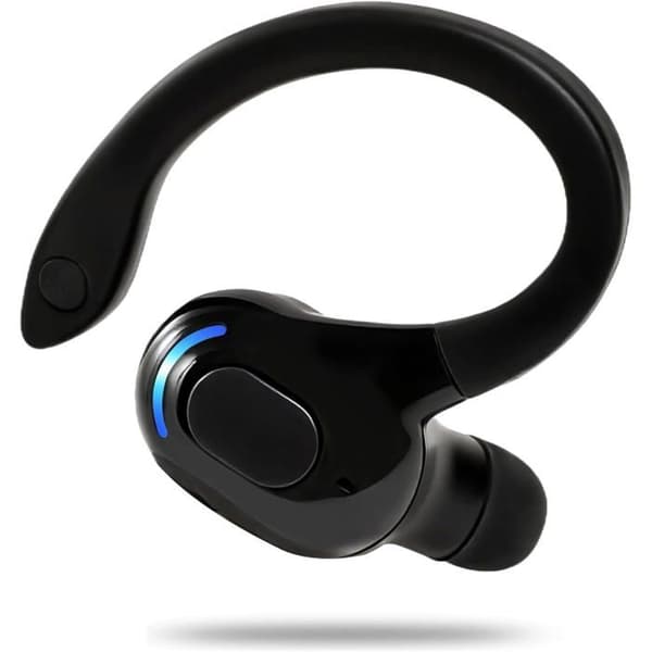 Mono Bluetooth Headset - 1 stycke - Öronkrok - Brusreducerande mikrofon - 20h batteritid - Svart