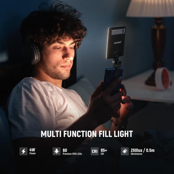 Selfie-lys til telefon 60 LED 2000mAh CRI95+ 3 tilstande Clip-on til tablet bærbar computer [Ho]