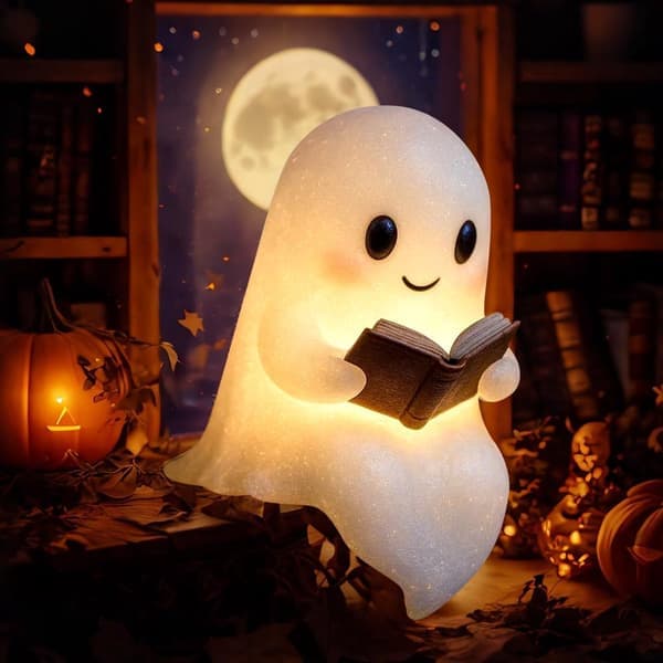 Halloween Spøkelse Nattlys 3D LED Lysende Dekor til Soverom Studierom 15+21cm [Ho]