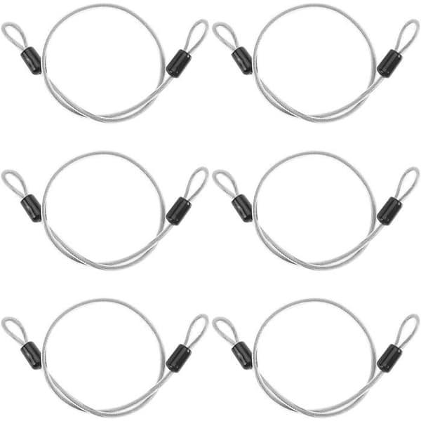 Säkerhetskabel - 6 delar - Rostfritt stål - Dubbel stöldskyddsögla - För cyklar och bagage - 50cm 4mm