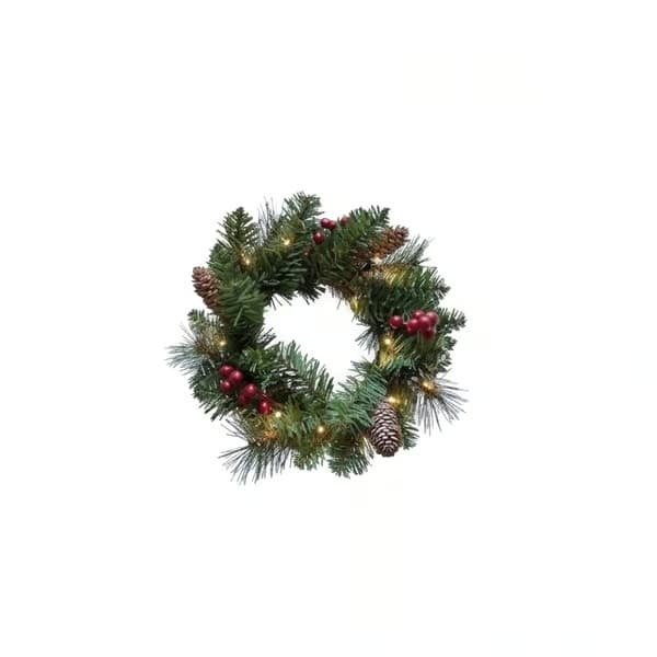 Dekorativ julekrans med lys til hoveddøren 30 cm