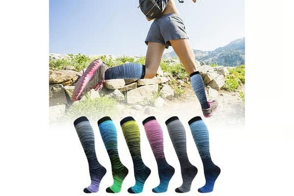 Stödstrumpor 3-pack flerfärgade multicolor S/M - Rosa/Blå, Grå, Ljusblå/Blå