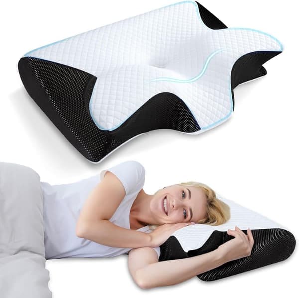 Ortopedisk Nackkudde Memory Foam Sovkudde för Nack- och Ryggsmärta black