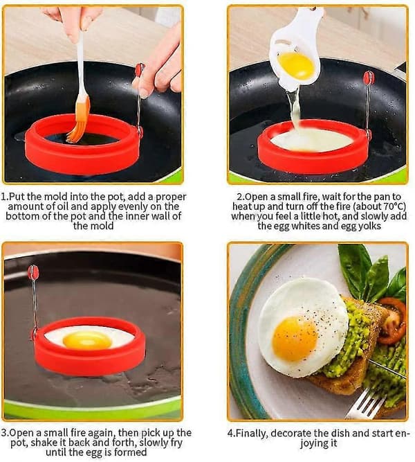 Emoly Silikon Äggring, Äggringar Non-Stick, Ägglagningsringar, Perfekt Stekt Äggform