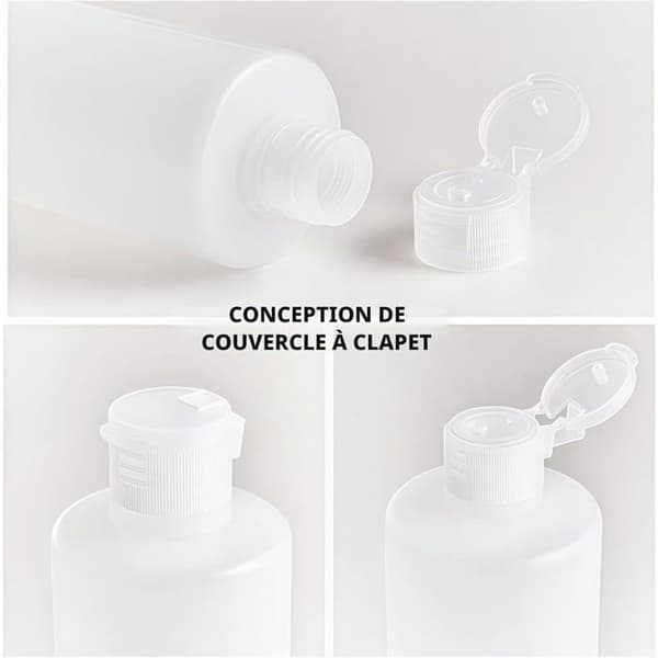 Set med 2 plastflaskor 200 ml - Transparent - Trycklock - Resestorlek - Schampo och duschgel