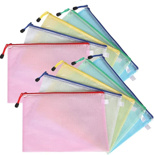 Plastplånböcker, Almi 10 st A4 Zip Plastmappar Låspåsar Nät Dokumentfil Present
