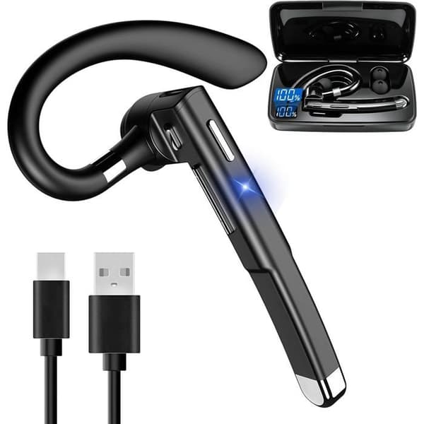 Bluetooth-headset - 1 enhed - Sort - LED-display og CVC8.0 - Dobbelt forbindelse til kontor og mere