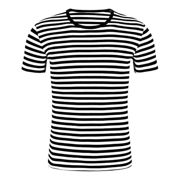 Herr kortärmad randig sjömansstil rundhalsad basic casual Kortärmad Blå M Blue M