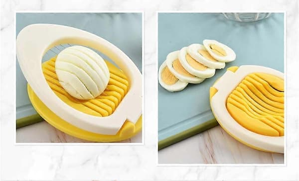 Multifunksjonell eggkutter eggskivedeler, kutter egg, kokte egg, konserverte egg, skinke, bananer, og kutter effektivt i tynne skiver (gul)
