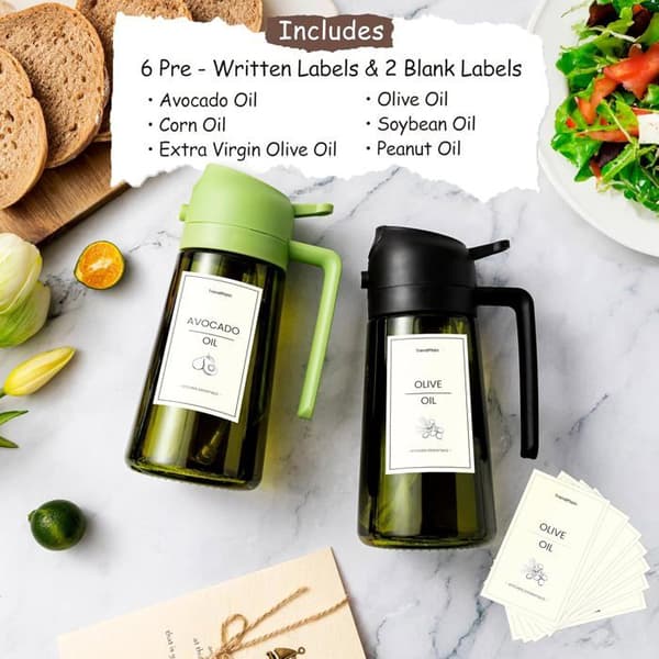 Oljeforstøver - 470 ml - Giftfri - Lysbeskyttelse - 2-i-1-funksjon