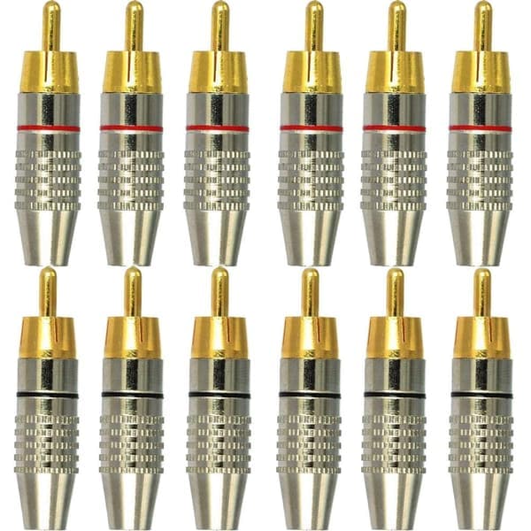12 stk. RCA hanstik, RCA lyd- og videostik, RCA terminal lydstik, RCA stikpropper