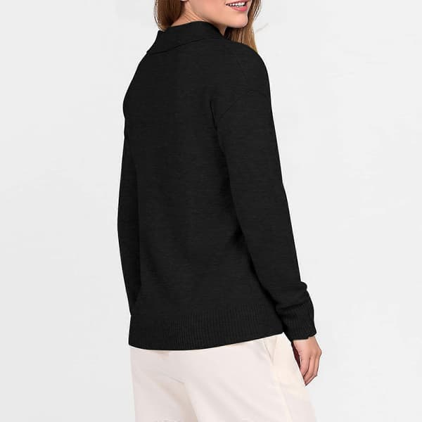 Dame Polo Hals Langermet Basic Strikket Genser Hvit L White L