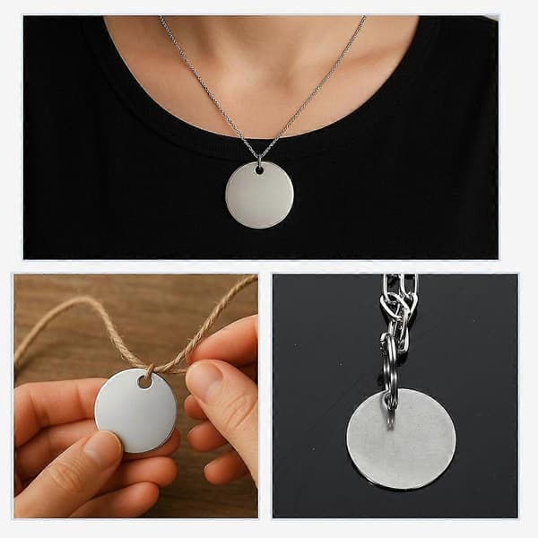 100 stk. metallblanke hundemerker for stempling, nøkkelringer i rustfritt stål for gravering, metallstemplingsblank