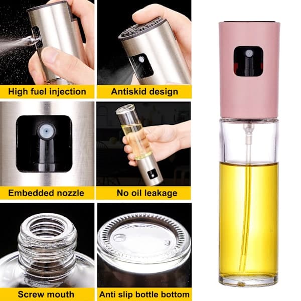 Sprayflaske i rustfrit stål, tryktype - 100 ml - plastik pink