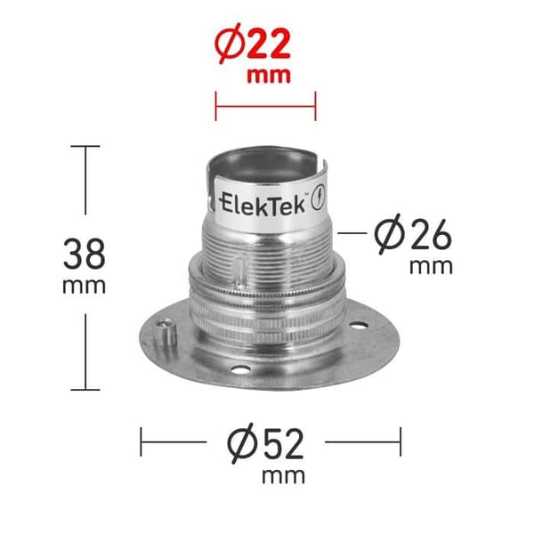 B22 messing lampeholder - 1 enhet - Metall og keramikk - Flat overflatemontering - For innendørsbelysning