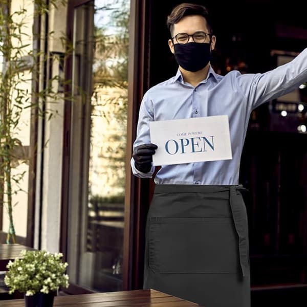 Halvkokkeforklæde - 1 Stykke - Polyester - 4 Lommer og Lange Bindebånd - Til Restaurant, Cafe, BBQ - 7