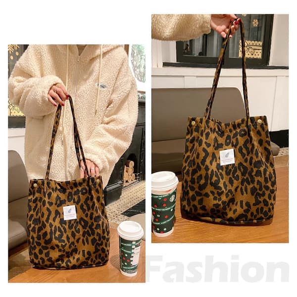 Damehåndtasker, fløjls skuldertasker, leopardprint håndtasker, håndtasker med rum, søde håndtasker med spænder