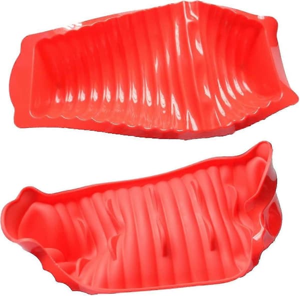 Rillet brødform silikoneform brød hotdog form bageform til gør-det-selv dessert (1 stk, rød)
