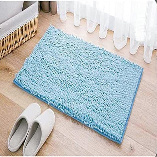 Badeværelsestæppe - Skridsikkert tæppe - Striber - Absorberende - Blå - 50 X 80 Cm