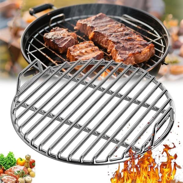 Rund grillrist - 1 stk - Rustfritt stål - Jevn oppvarming - Camping, hage, piknik - Diameter 28