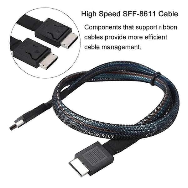 PCIE4.0 MINI SAS Kabel 24Gbps Oculink Dataforlængerkabel SFF-8611 til SFF-8611 Server Dataoverførselslinje (0.5m)