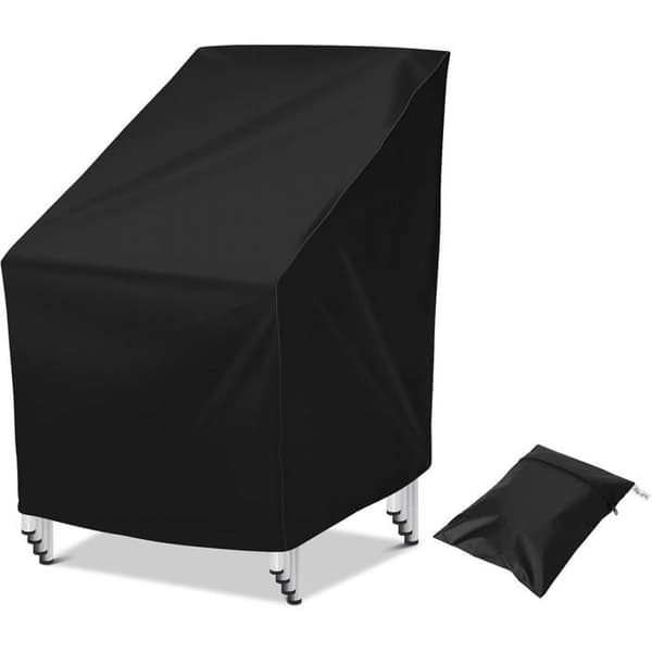 Havestolsovertræk - Pakke med 1 - 210D Polyester - Vandtæt og UV-resistent - Til 4 stabelbare stole - Sort 64x64x7