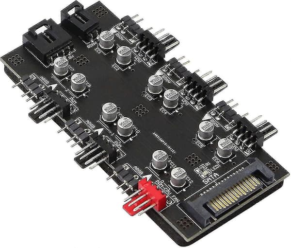 12v 4-benet Pwm & 5v 3-benet med Ide 4-benet strøm 2-i-1 Hub 6-vejs synkronisering CPU-køleventilator