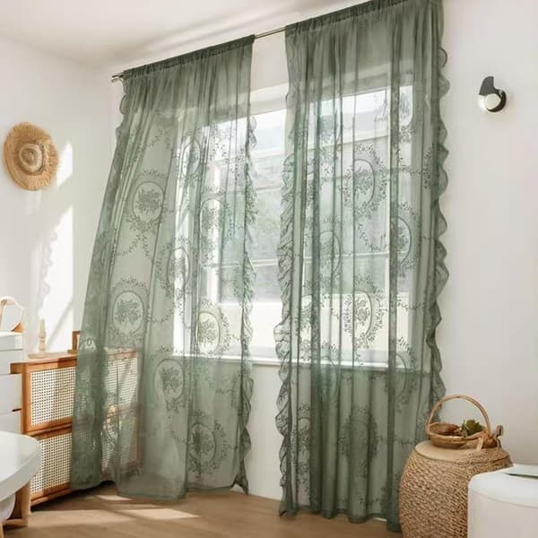 Beige spetsgardiner 2 st Vit 140*160cm White 140*160cm