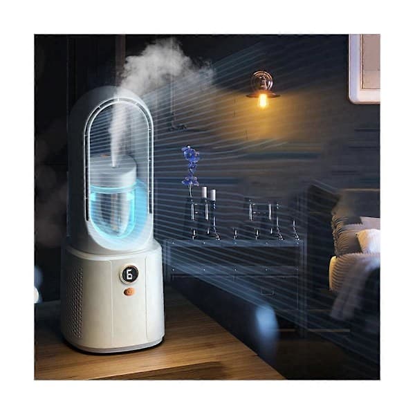 Bladeless ventilator, bladeless sprayventilator, USB støjsvag skrivebords soveværelse natlys befugtende elektrisk ventilator, P