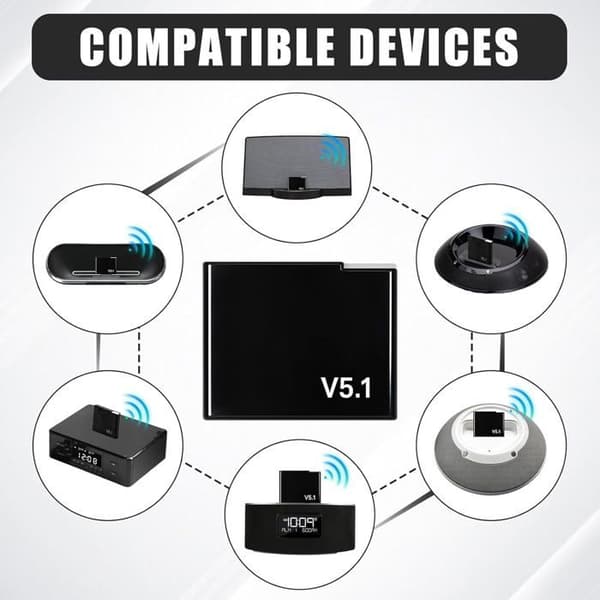 Bluetooth 5.1 30-pinners adapter - Trådløs lydmottaker for Bose Sounddock og Hi-Fi-systemer