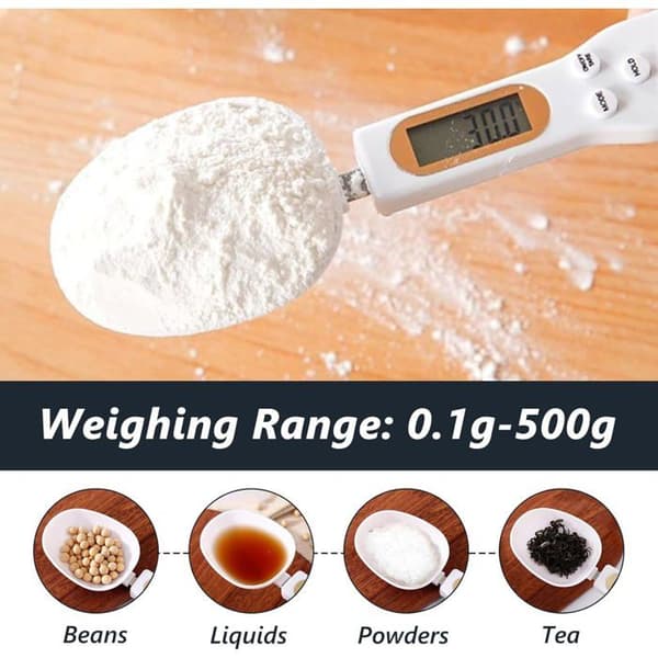 Digital köksvåg sked 500g Vit Hög precision 0.1g Tarafunktion LCD-skärm Köksbakning