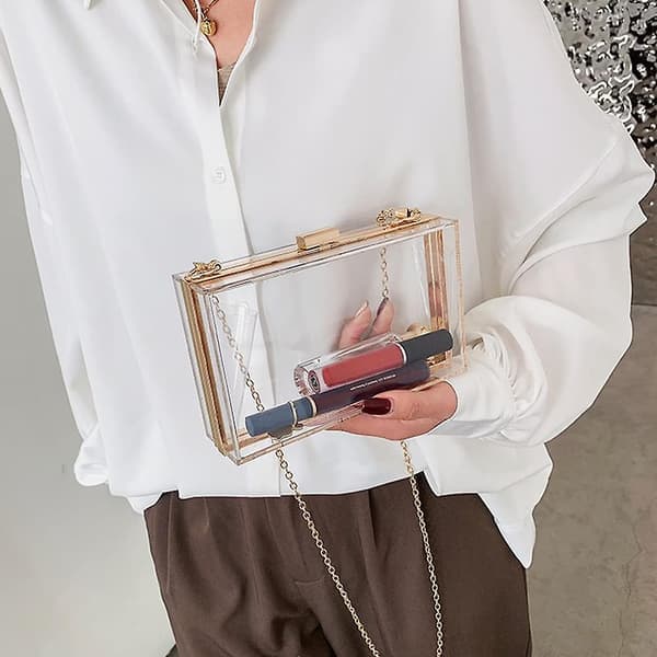Kvinnor Klar Box Clutch Akryl Axelväska Dam Present