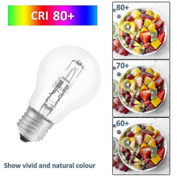 Halogenpære E27 A55 42w Dimbar, Ac220-240v, 650lm Varmhvit 2700k, Transparent E27 Halogenkule