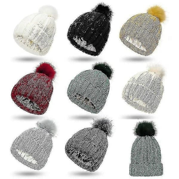 Unisex stretch satin stickad mössa tomte ull varma mössor