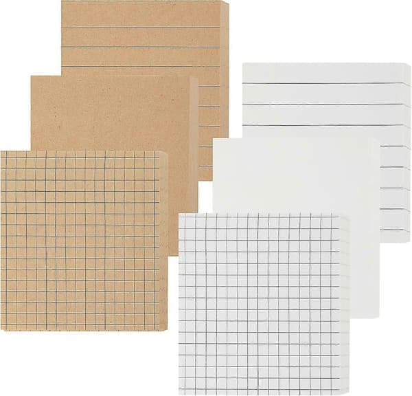 Kraft Sticky Notes – 6-pack 480 ark 7.6x7.6cm självhäftande linjerade memolappar i kraftpapper