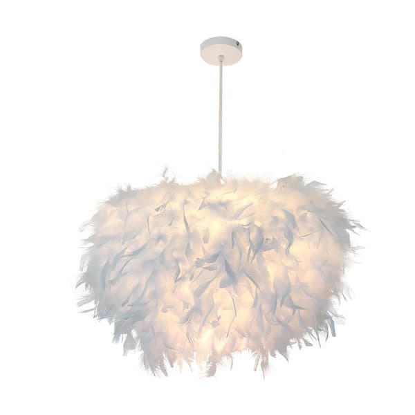 Vit fjäderkrona ljusstake E27 40w - Diameter 30cm