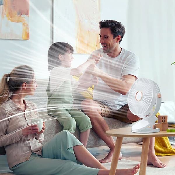 USB-skrivebordsventilator, klemmeventilator, 3 hastigheder, 360° rotation, bærbar mini USB-skrivebordsventilator til hjemmet, hvid
