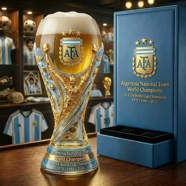 Guldfotboll Trofé Glasmugg – Öl- och Whiskeydricksglas, Presentkollektion för Sportfantaster