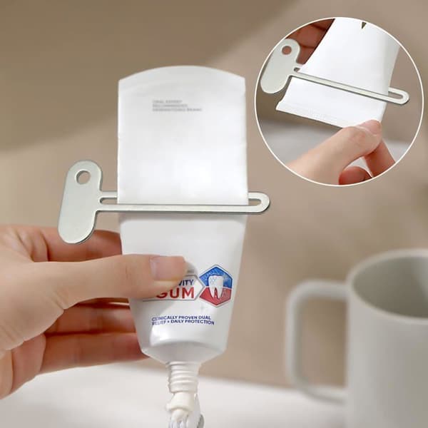 Tubesqueezer - Sæt med 6 - Rustfrit Stål - Fuld Ekstraktion - Badeværelse og Køkken - Sølv 8,3 cm
