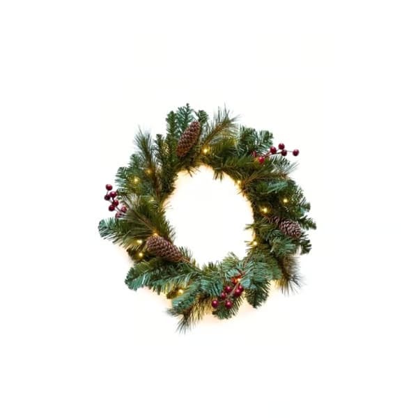 Dekorativ julekrans med lys til hoveddøren 30 cm