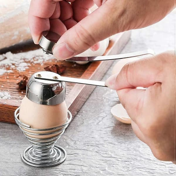 1 stk. Eggetopper i rustfritt stål, skallåpner, kutter, håndholdt eggknekker, eggseparator, knekker