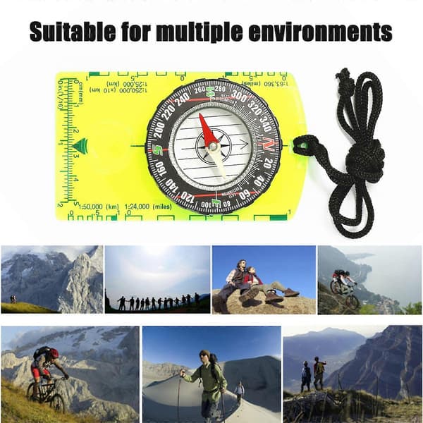 Professionel kompas Multifunktionelt kortlæsningskompas Orienteringskompasser med snor til navigation Vandring Backpacking Camping