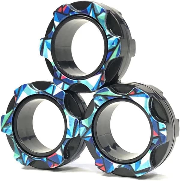Magnetiska Fidgetringar - Stressreducerande ångestringar - Multi blå