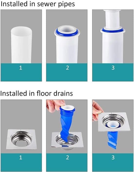 Avloppsbackflödesskydd Envägsventil Silikon Justerbar 4-pack Blå för Kök [Ho]