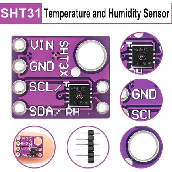 SHT31-D Temperatur- og Fugtighedssensormodul - 3 Stykker - I2C Interface - DC 2.4-5.5V - Til Arduino Raspberry Pi