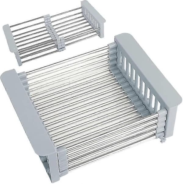 Utdragbar diskställ för diskho, justerbart diskställ för diskho, justerbart diskställ i rostfritt stål, teleskopiskt diskställ (30x22,5x9,5cm)