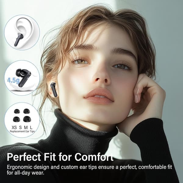 Trådløse Bluetooth-hovedtelefoner - 30 timer C4U® ANC ENC BT 5.3 Sort