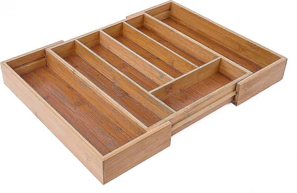 Utvidbart bestikkbrett i bambus 33,5 x 28 cm-45 cm