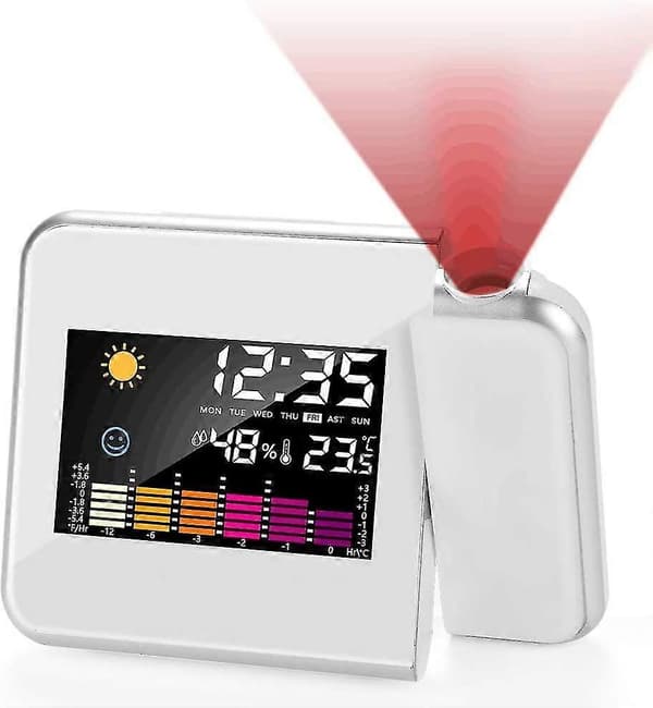 Väckarklocka Projektor, Stor LED Spegeldisplay, För Sovrum, Hem, Kontor