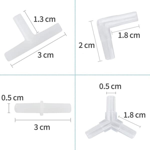 Akvarie Luftslangskoppling - 40 Delar - Plast - Luftfördelning - För Pump och Sten - 4-6